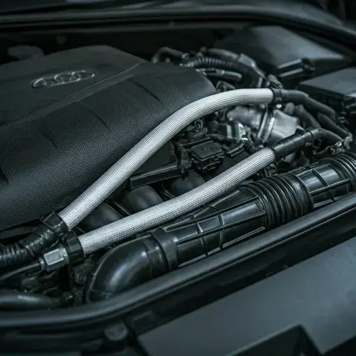Automotive engine bay with engineering plastic fluid components