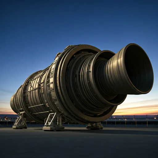 A sophisticated aircraft jet engine nozzle representing the use of PAI polymer for high-temperature aerospace components