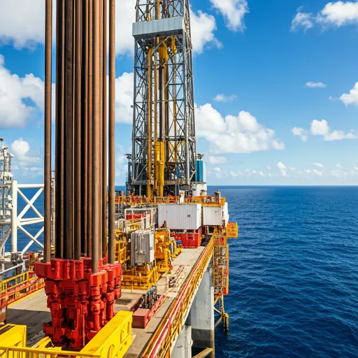 An offshore drilling rig representing the application of PEEK and PAI materials in subsea and downhole environments