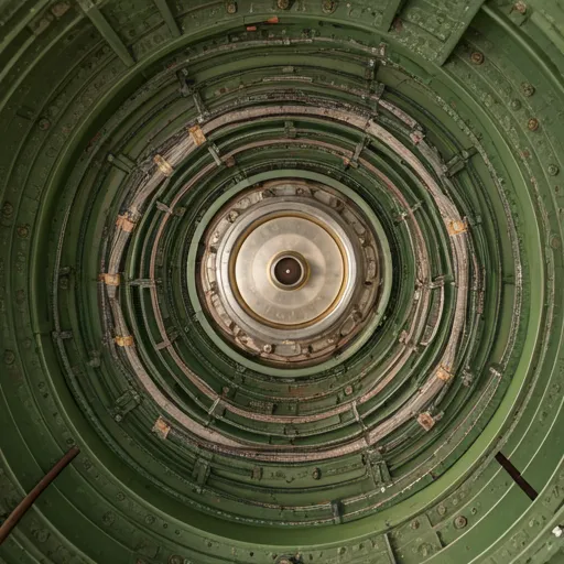 Intricate circular PPS structural components and insulation rings inside an aerospace turbine or jet engine assembly