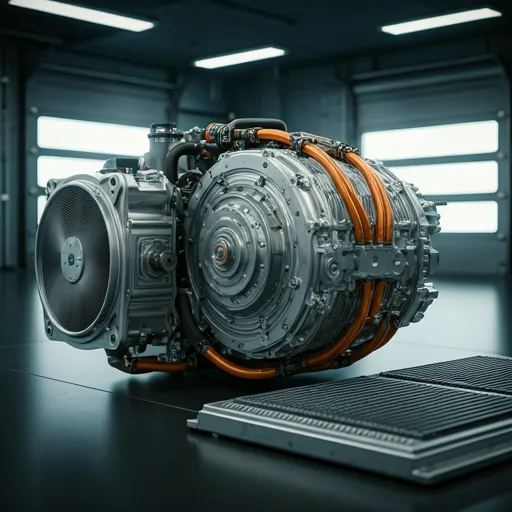 High-performance PPS parts integrated into an electric vehicle drivetrain for thermal management.