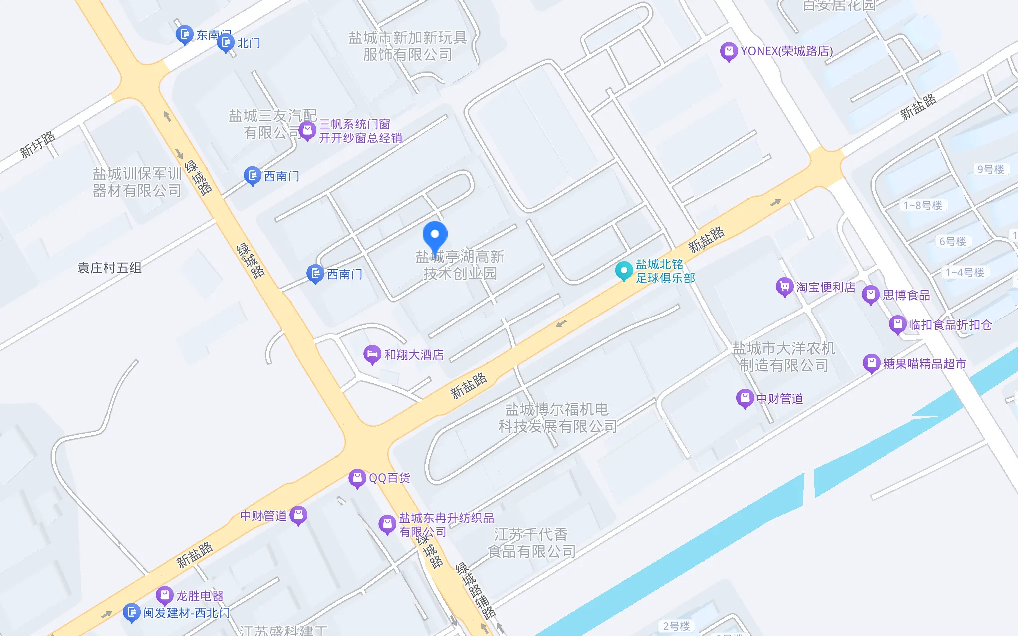 百度地图显示 JEKIN HPM 位于江苏省盐城市亭湖区的工厂位置